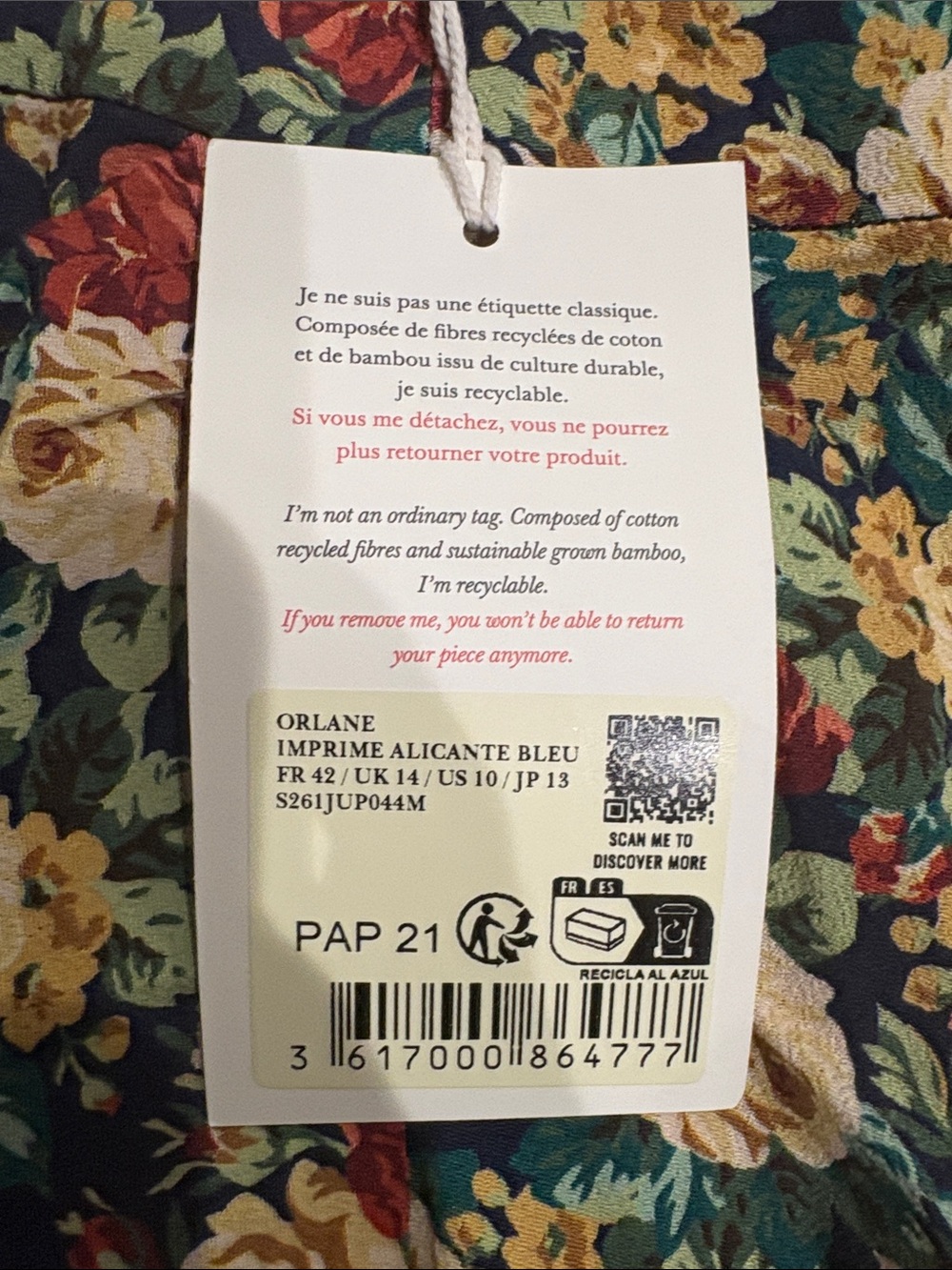 NWT SEZANE ORLANE SKIRT ALICANTE BLUE PRINT - Picture 4 of 4